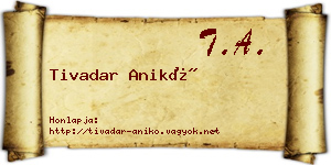 Tivadar Anikó névjegykártya